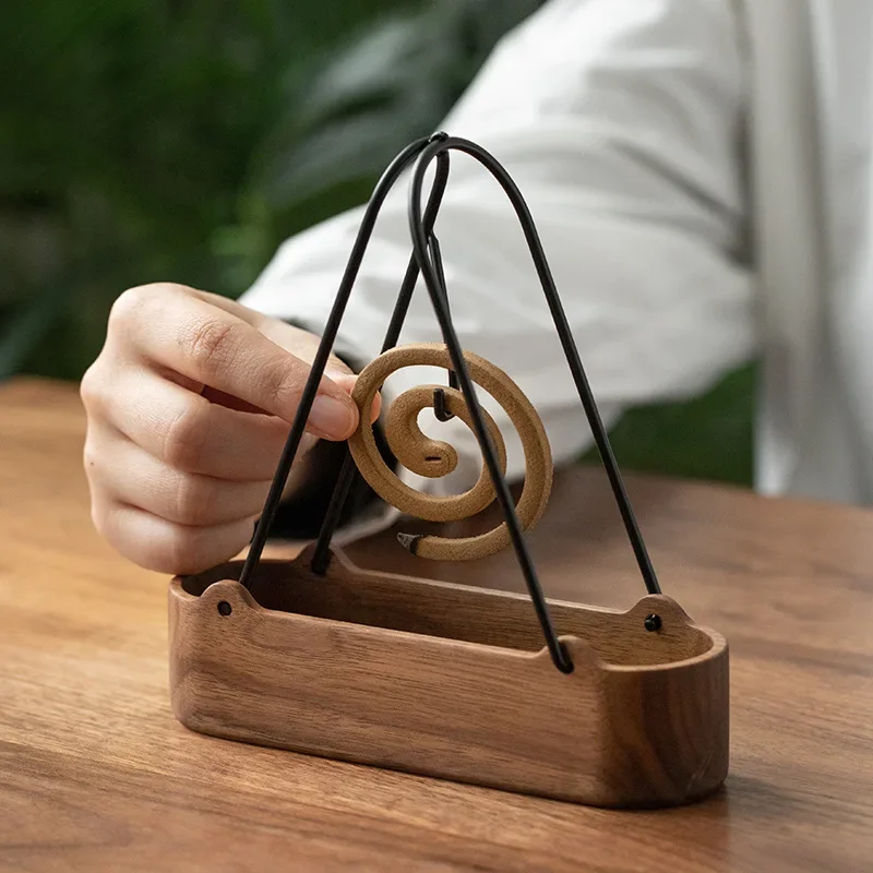 Tulsi Holy Basil - Wooden Mosquito Coil Holder for Outdoor，Foldable